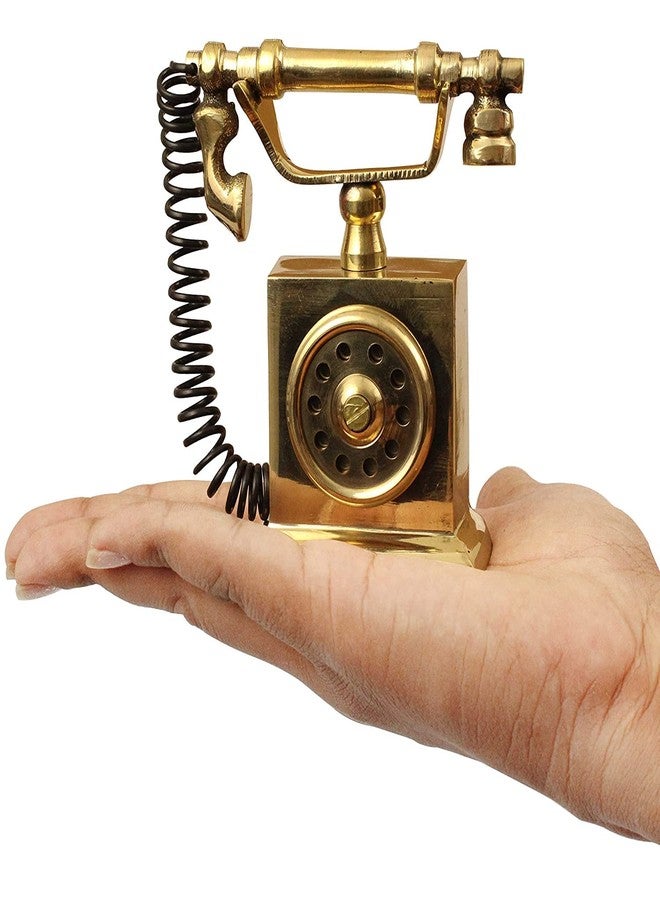 Tirtha Enterprises Brass Traditional Toy Brass Telephone Miniature Household Appliances Pretend Play Toy for Kids Golden,for Kids and Home Decor - Image 4